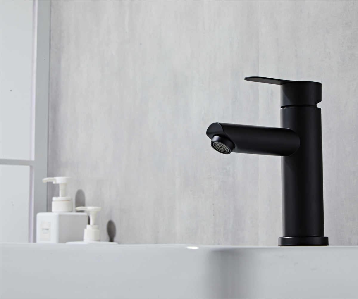 Black Round Smooth Edges Basin Tap