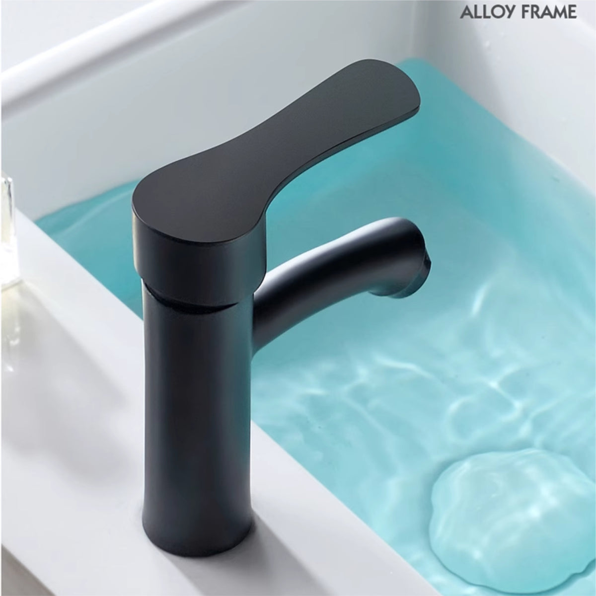 Black curved short Basin Tap