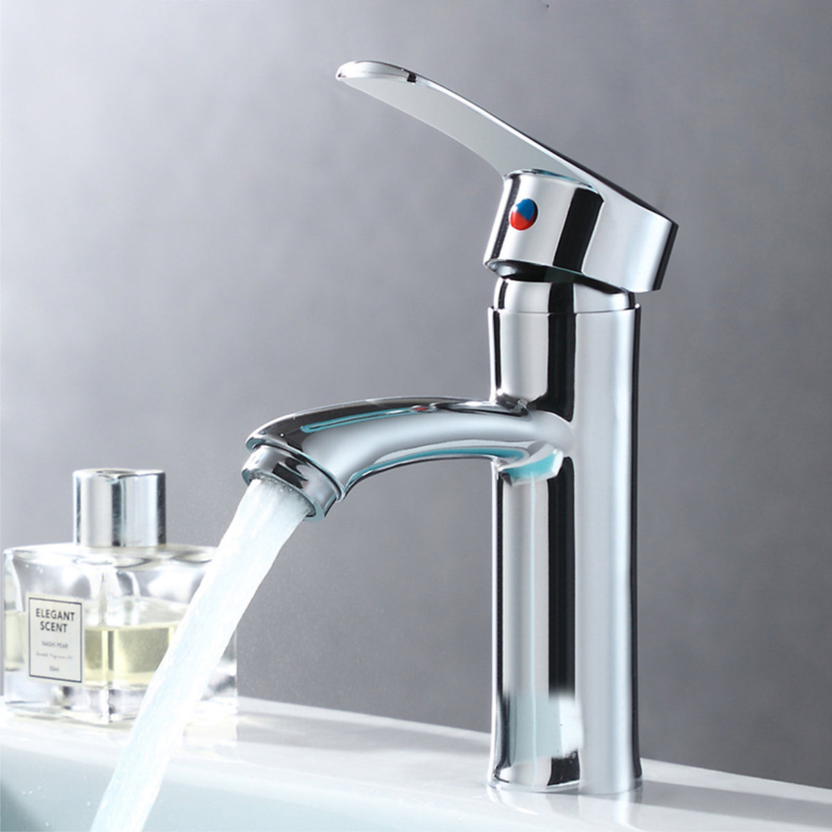 chrome curved short Basin Tap