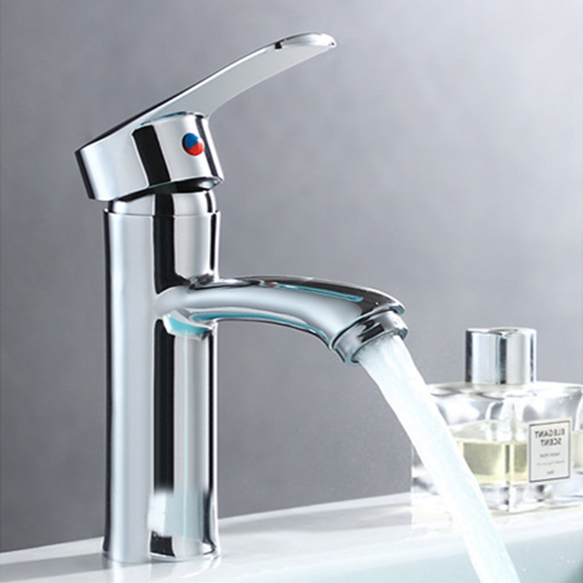 chrome curved short Basin Tap