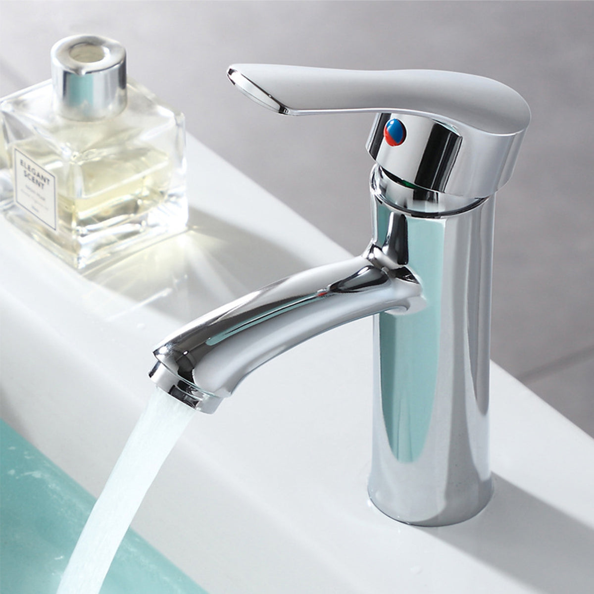 chrome curved short Basin Tap