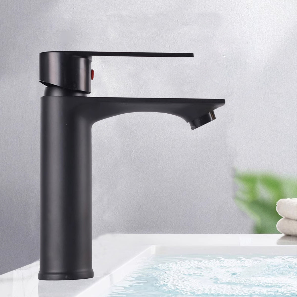 Black thin square short Basin Tap