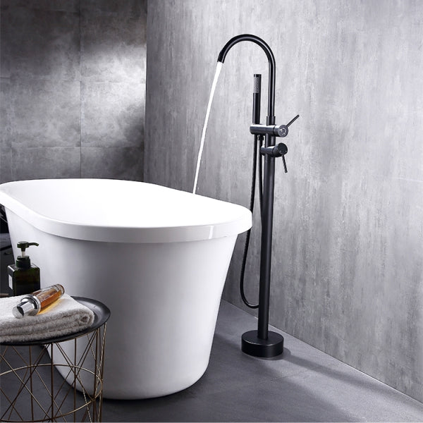 Black Free Standing Bath Tap With Hand Shower