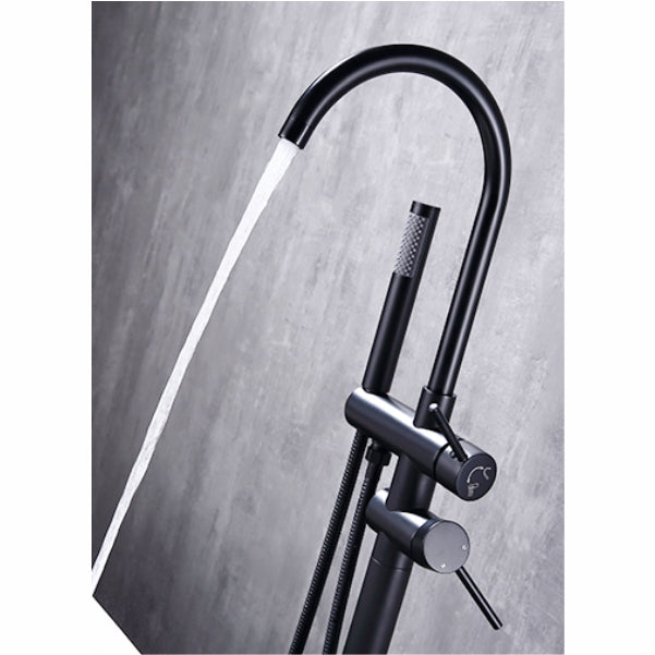 Black Free Standing Bath Tap With Hand Shower