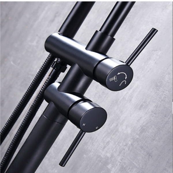 Black Free Standing Bath Tap With Hand Shower