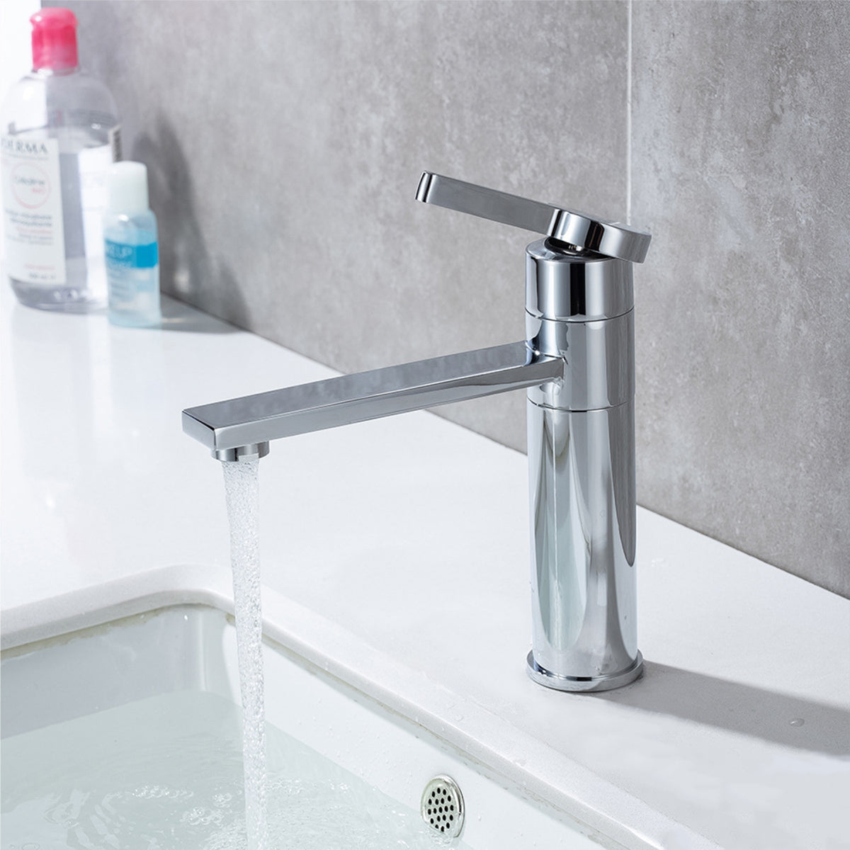 Chrome Basin Tap Square Modern Medium Length