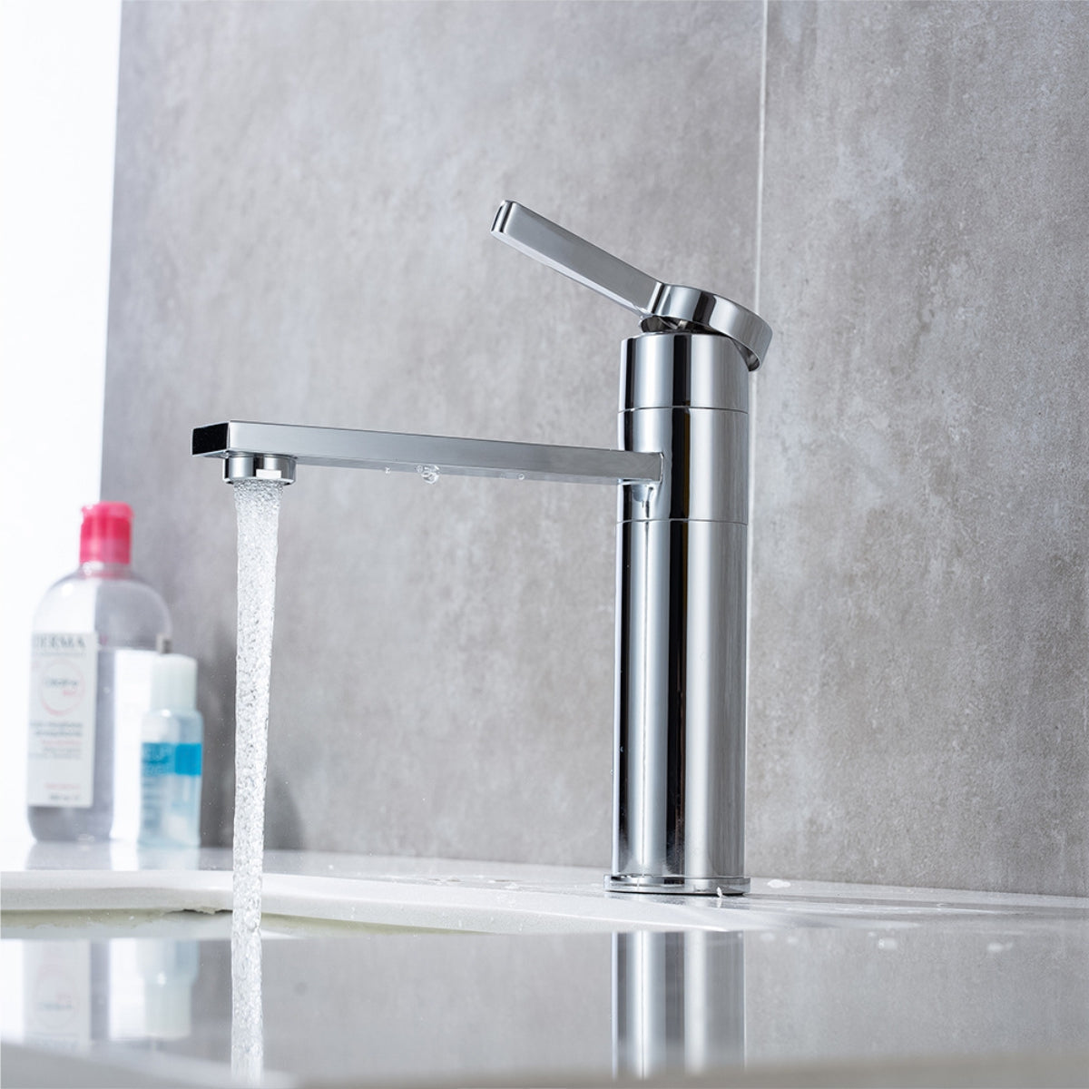 Chrome Basin Tap Square Modern Medium Length