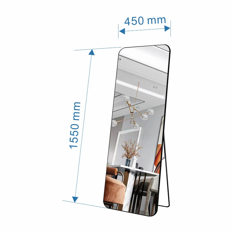 Free-standing or Wall-Mount Glass Mirror 966SB Black