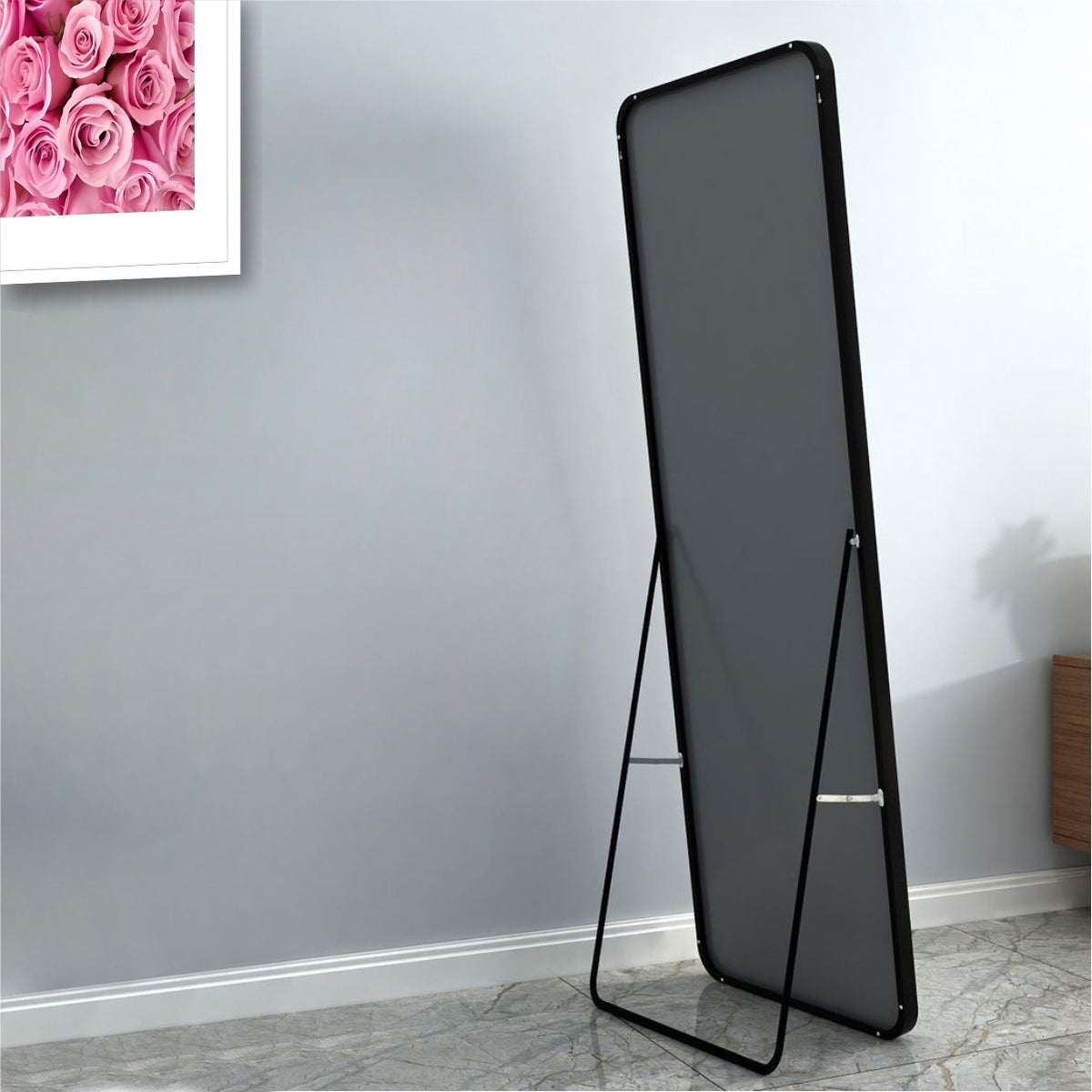 Free-Standing or Wall-Mount Mirror 966SB Black