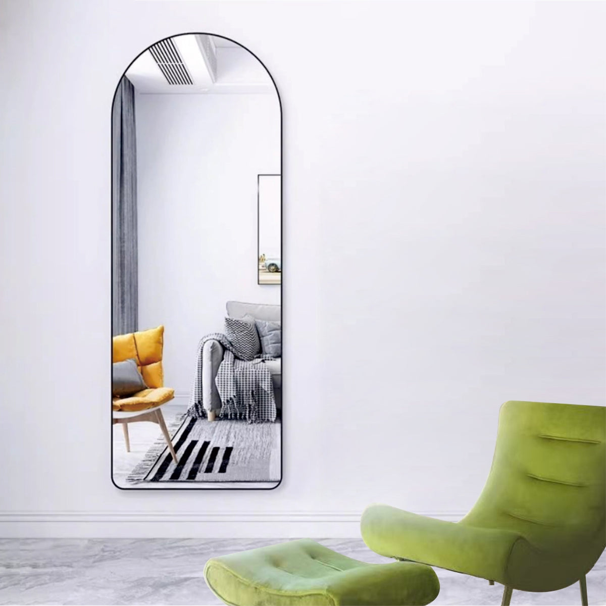 Freestanding or Wall Mounted Arch Mirror 967AB Black