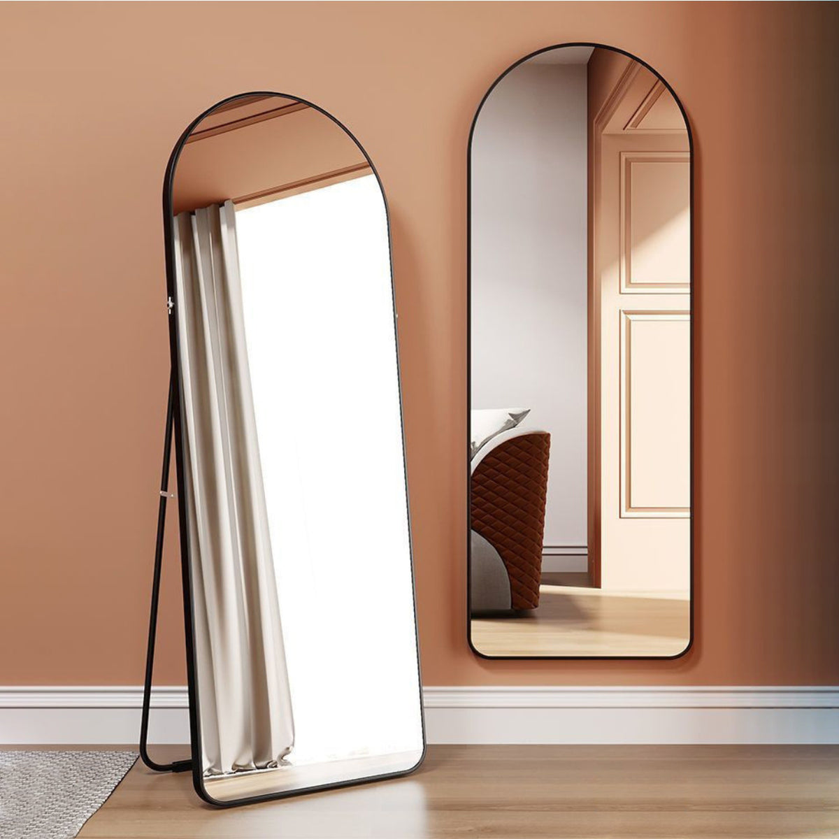 Freestanding or Wall Mounted Arch Mirror 967AB Black
