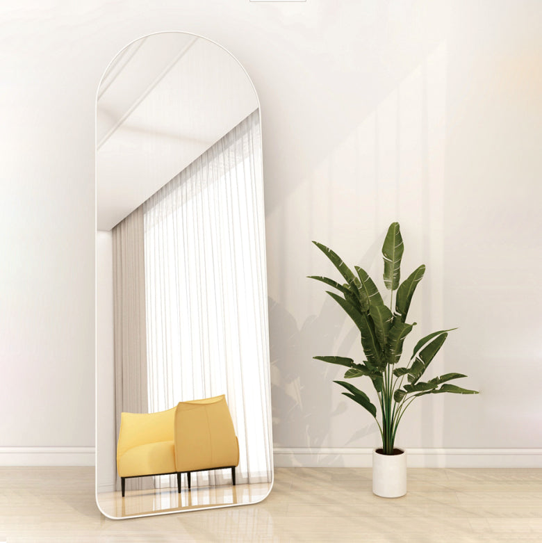 IFEEL Freestanding or Wall Mounted Arch Mirror White Aluminum Alloy Frame