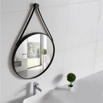 Black frame round wall hanging strap mirror 60cm decorative mirror 969RB-A
