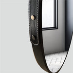 Black frame round wall hanging strap mirror 60cm decorative mirror 969RB-A