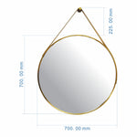 Gold frame round wall hanging strap Dress mirror 70cm decorative mirror