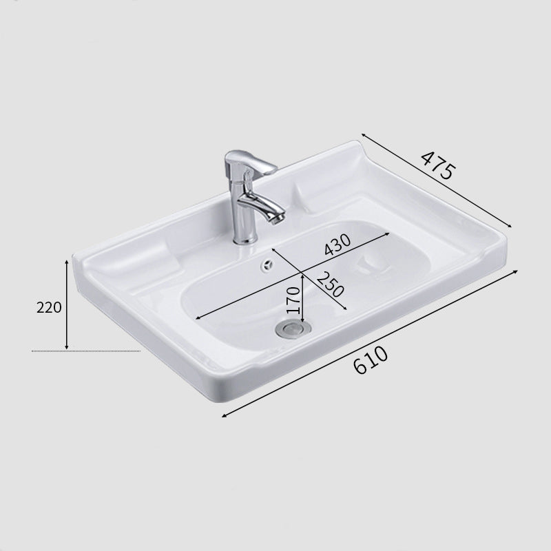 White Ceramic Moulded Classic Bathroom Basin Medium