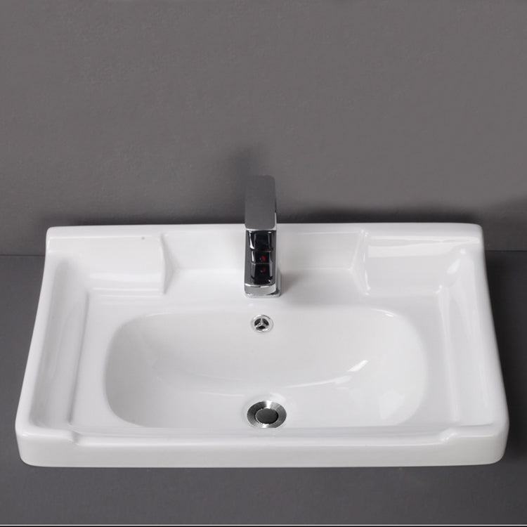 White Ceramic Moulded Classic Bathroom Basin Medium