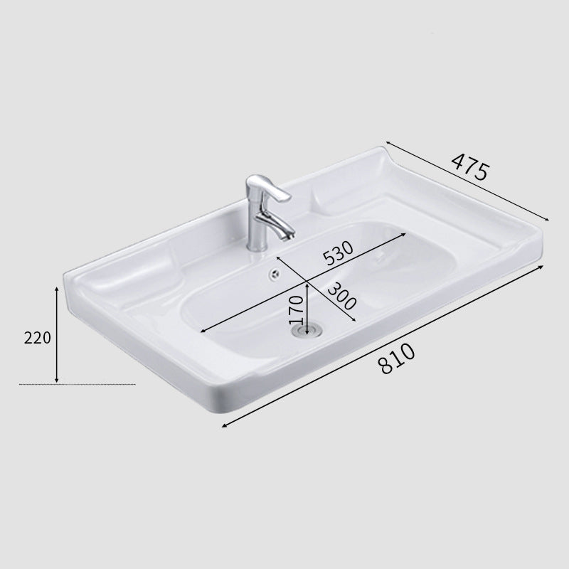 White Ceramic Moulded Classic Bathroom Basin Large