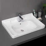 White Ceramic Moulded Classic Bathroom Basin Large