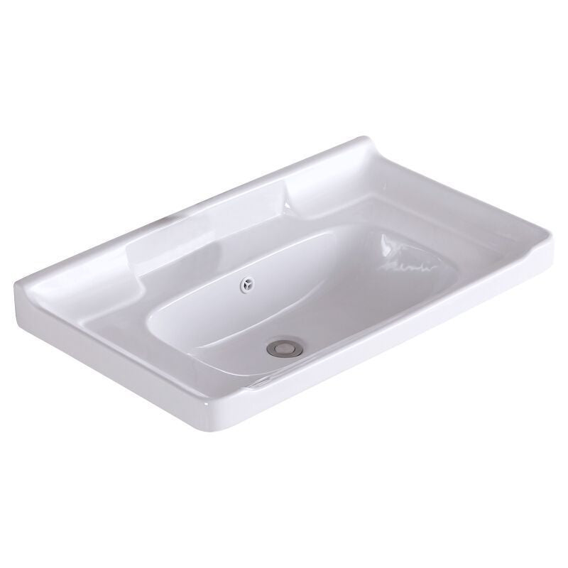 White Ceramic Moulded Classic Bathroom Basin Medium