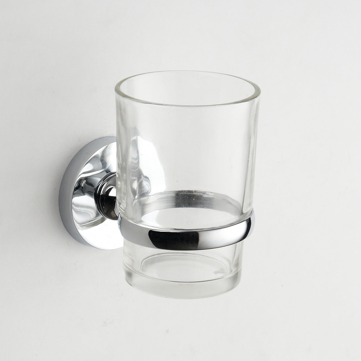 Glass Chrome Tumbler Holder Round Wall