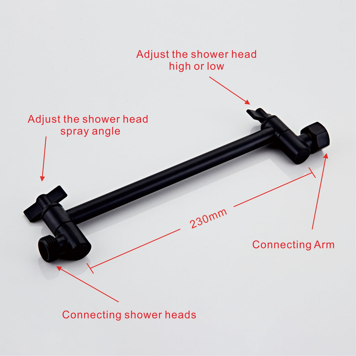 Angle adjustable showerhead kit 8"R Black A8RB