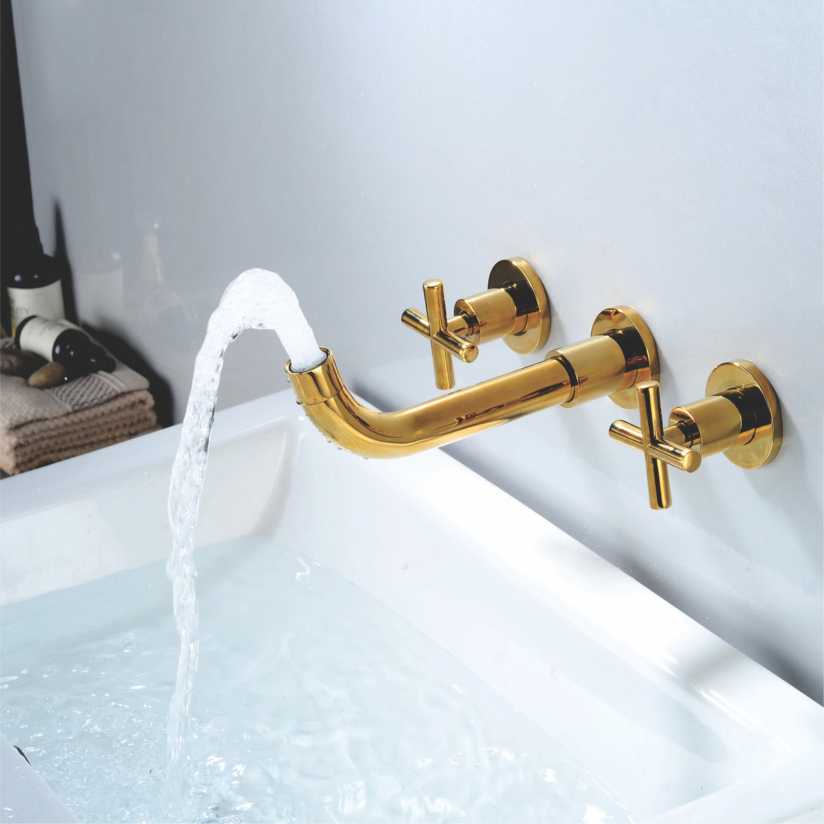 Wall Type Basin or Bath Mixer Tap AZ2153 Gold