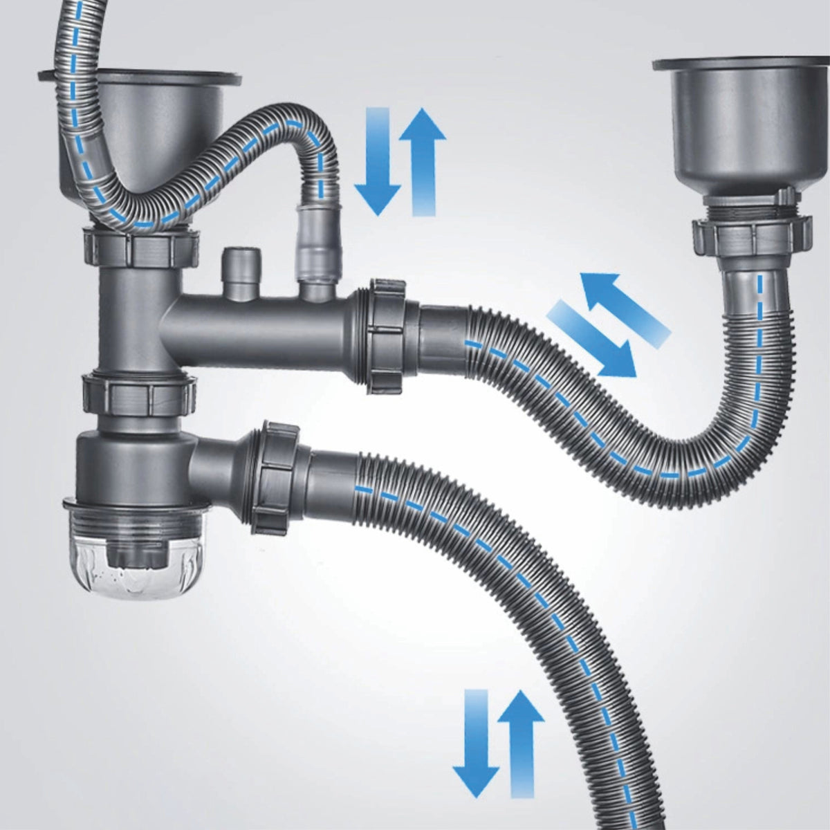 Double Bowl Kitchen Sink Plumbing Kit D59