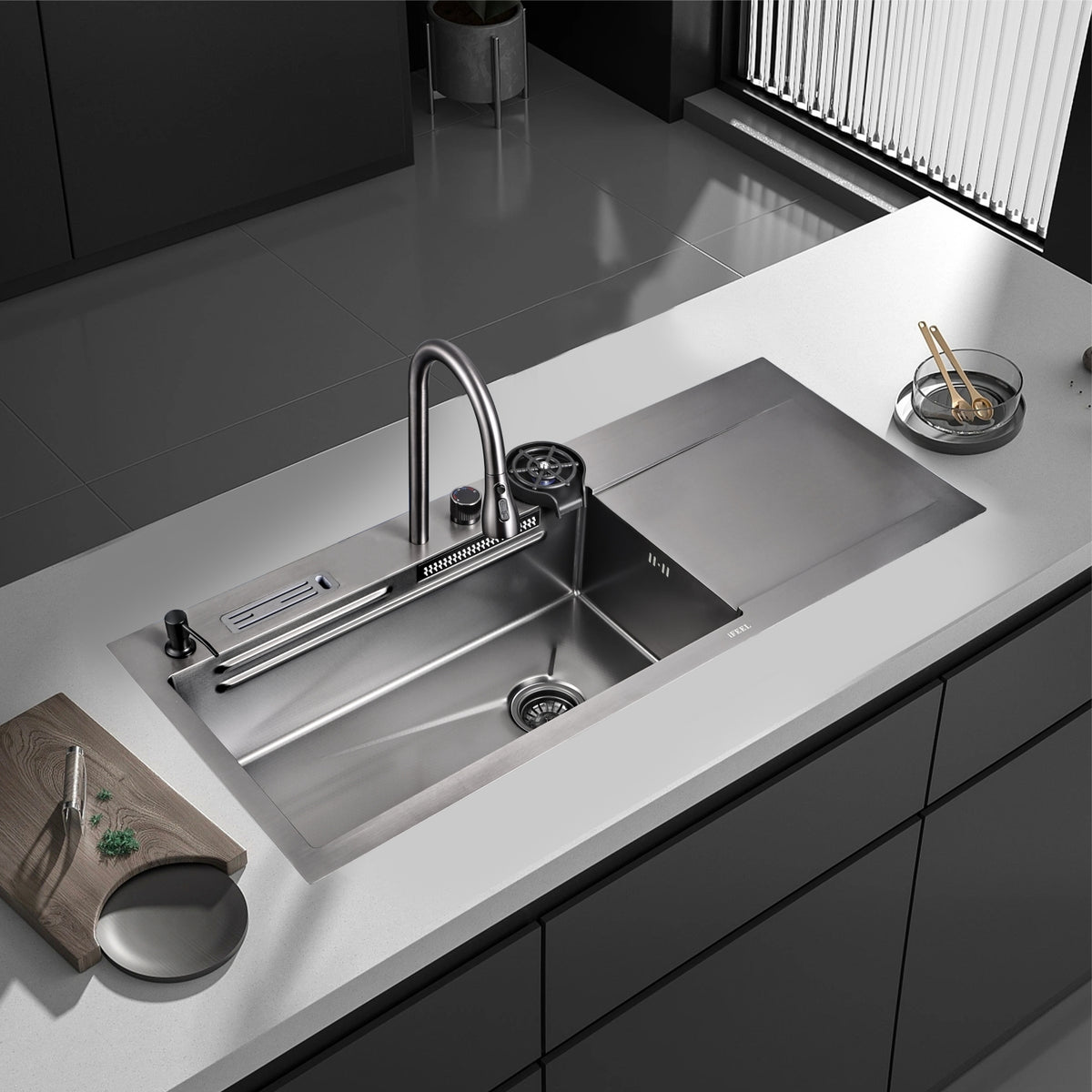 Kitchen Mixer/Sink Combo Dark Grey 1250G