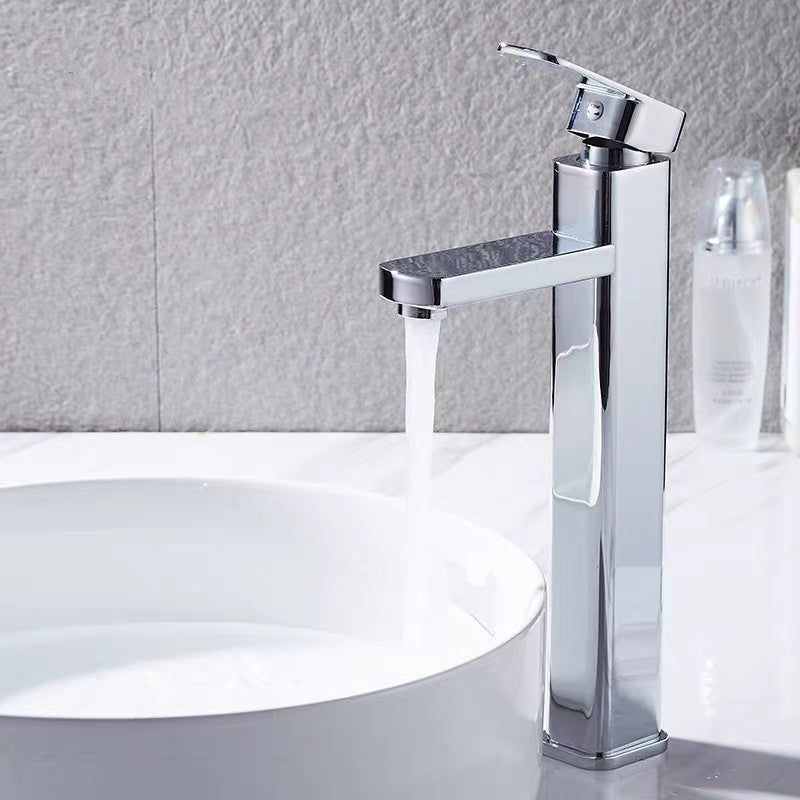 Modern Chrome Tall Square Lines Design Basin Tap