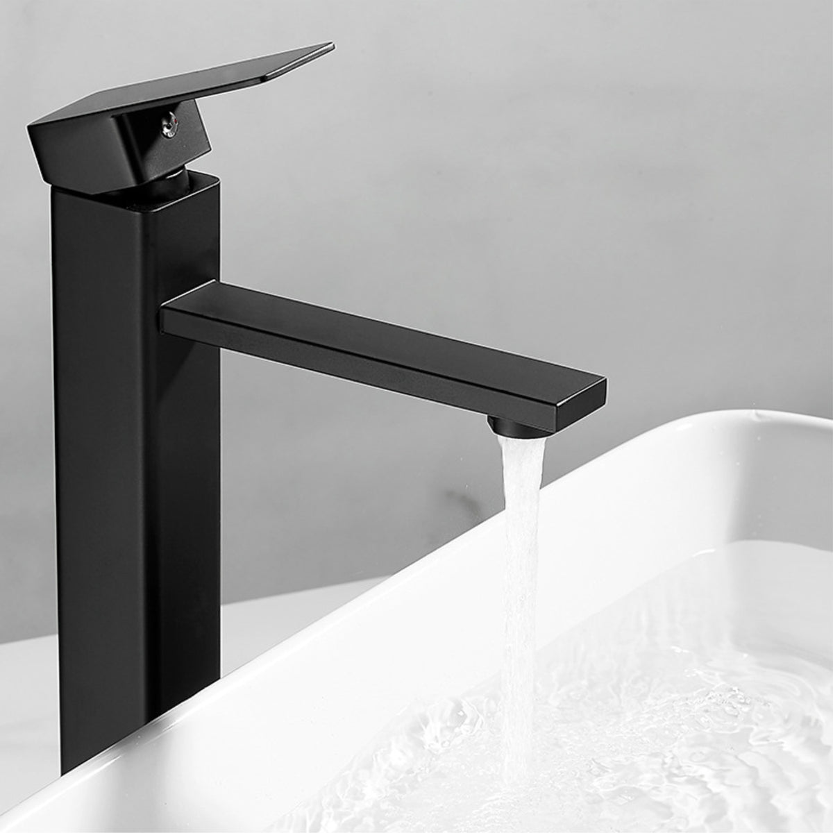 Black tap square edges long Basin Tap