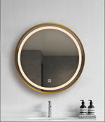 Round Light Mirror with Gold Frame LM15GD 70cm