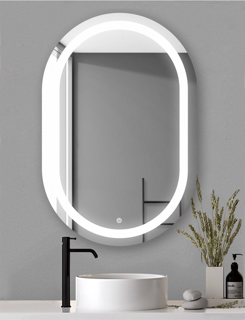 Oval White Light Mirror LM18 60x90cm