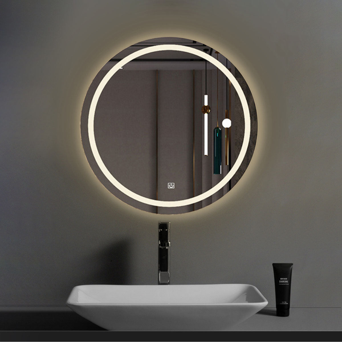 Round White Yellow Light Mirror 60cm