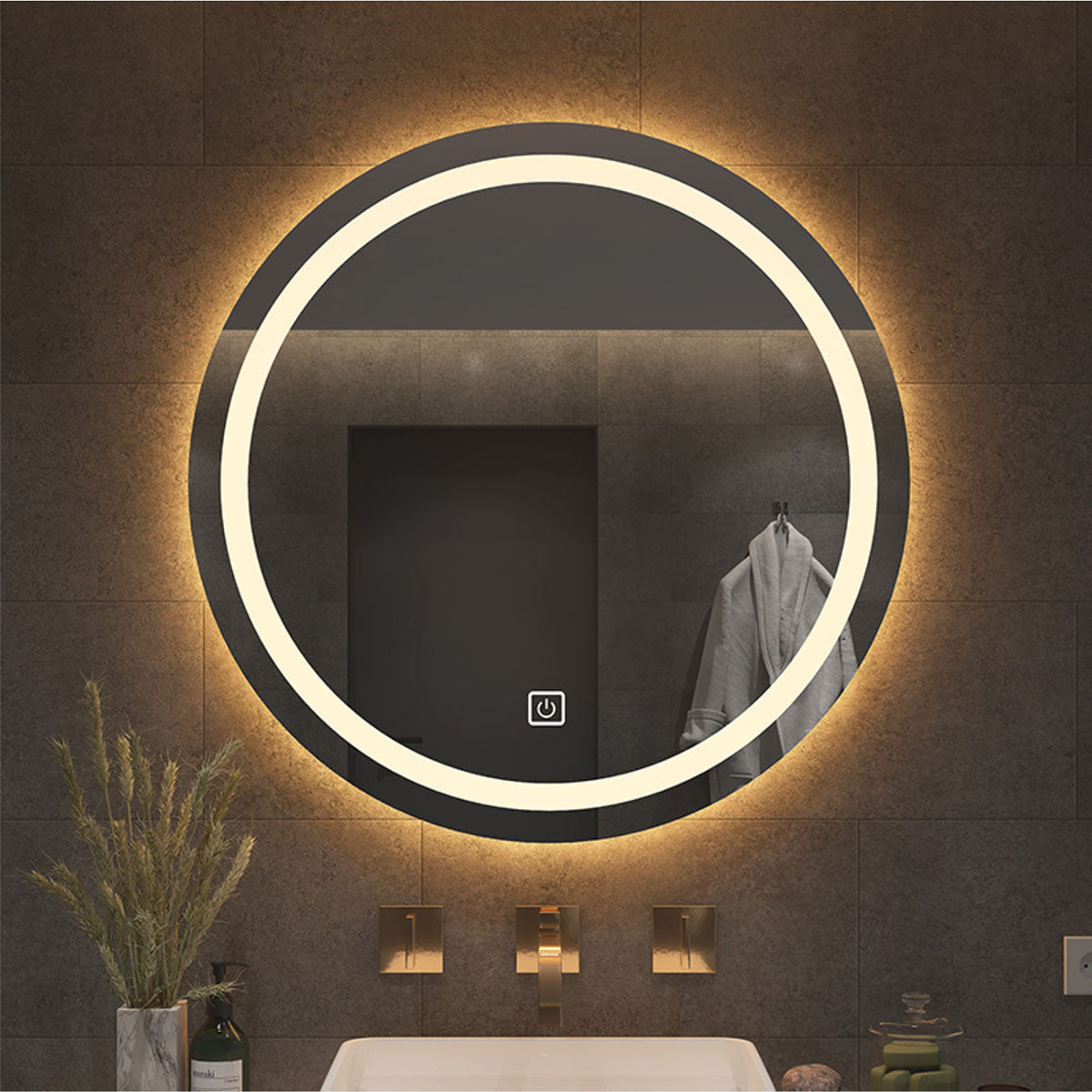 Round White Yellow Light Mirror 60cm