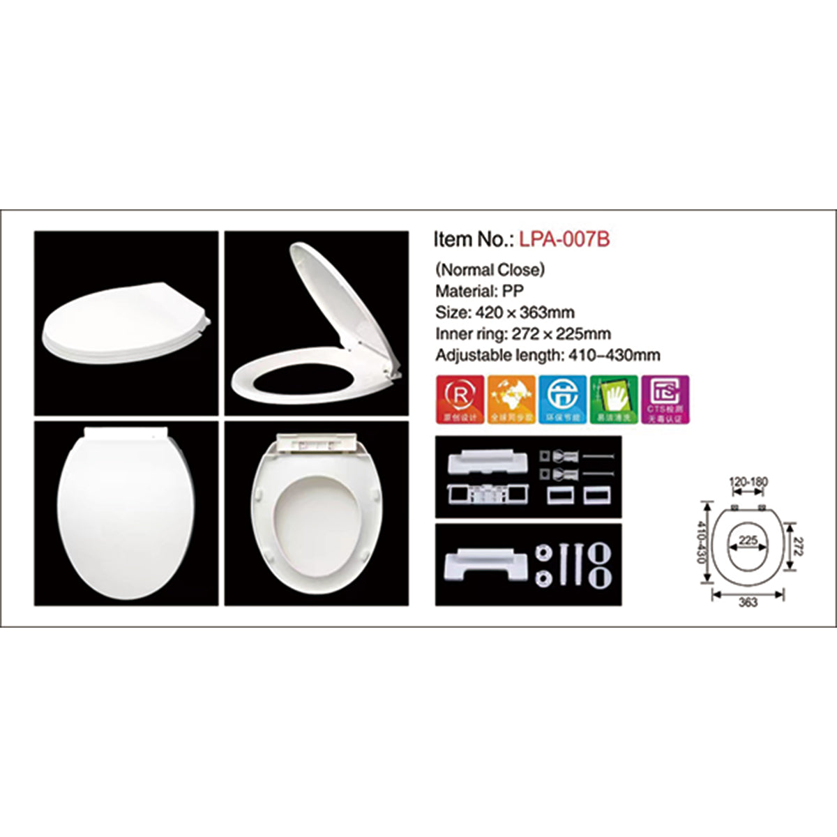 O Shape Toilet Seat Soft Close Bottom Fix