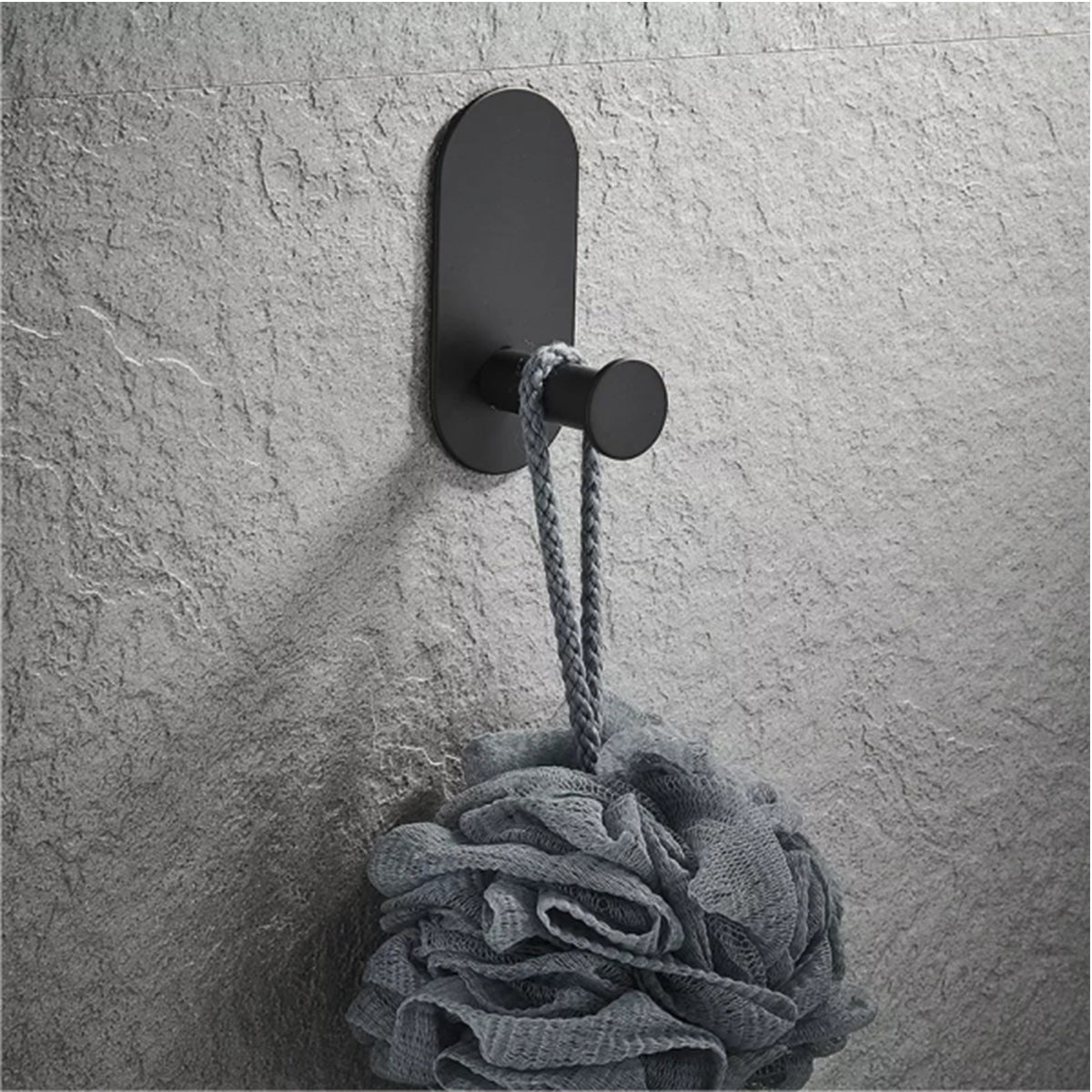 Punch Free Bathroom Shower Clothes Robe Hook Black