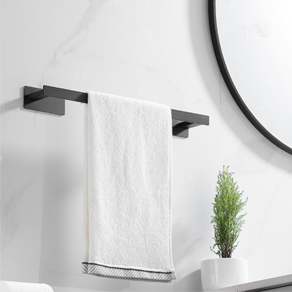 No drilling Wall Mounted Towel Rail Matte Black Square Finish