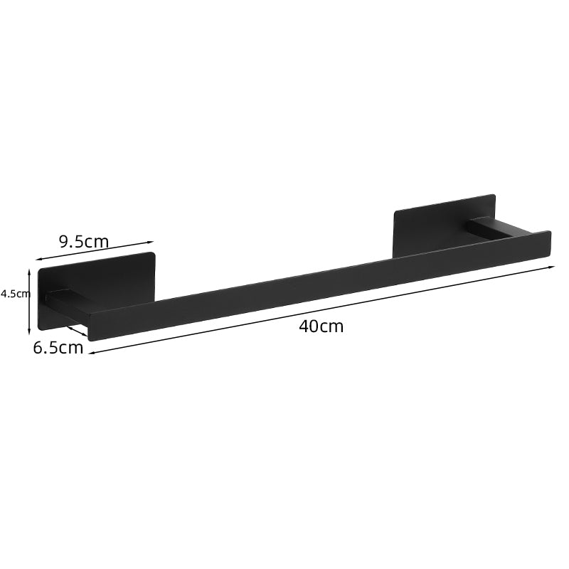 No drilling Wall Mounted Towel Rail Matte Black Square Finish