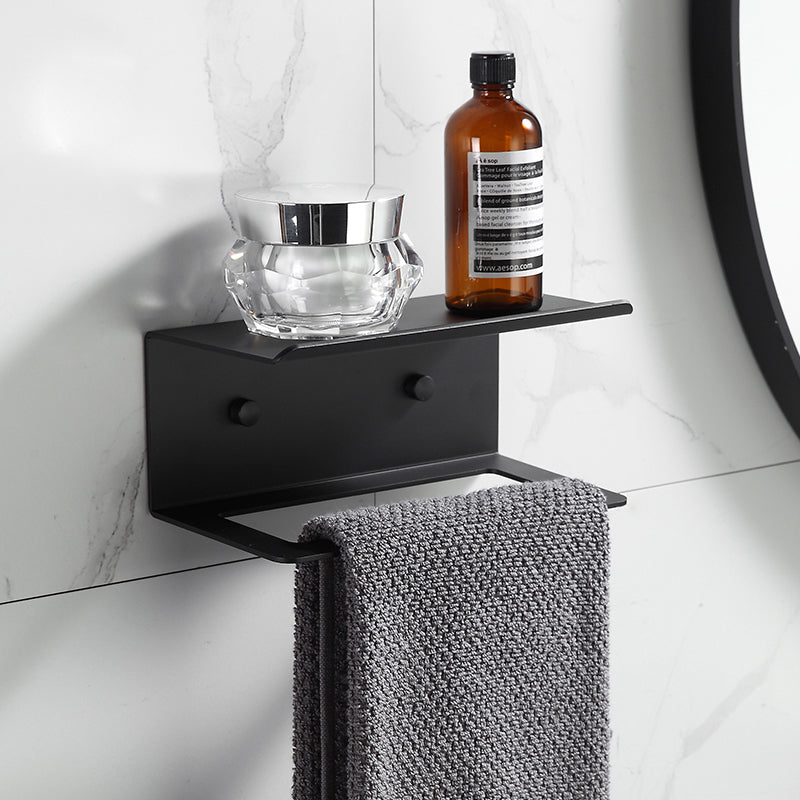 Modern Medium Black Square Lines Bathroom Organiser and rail