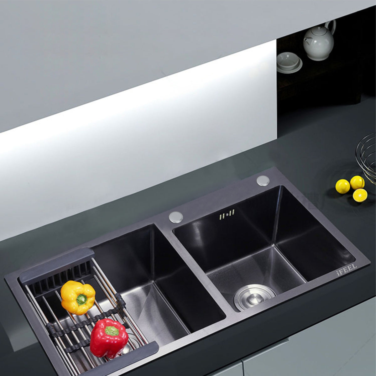 Double Sink 82*45 Dark Gray