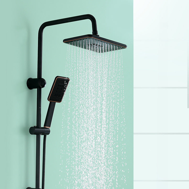 Modern Black and Copper accent Square Rainfall Shower Head