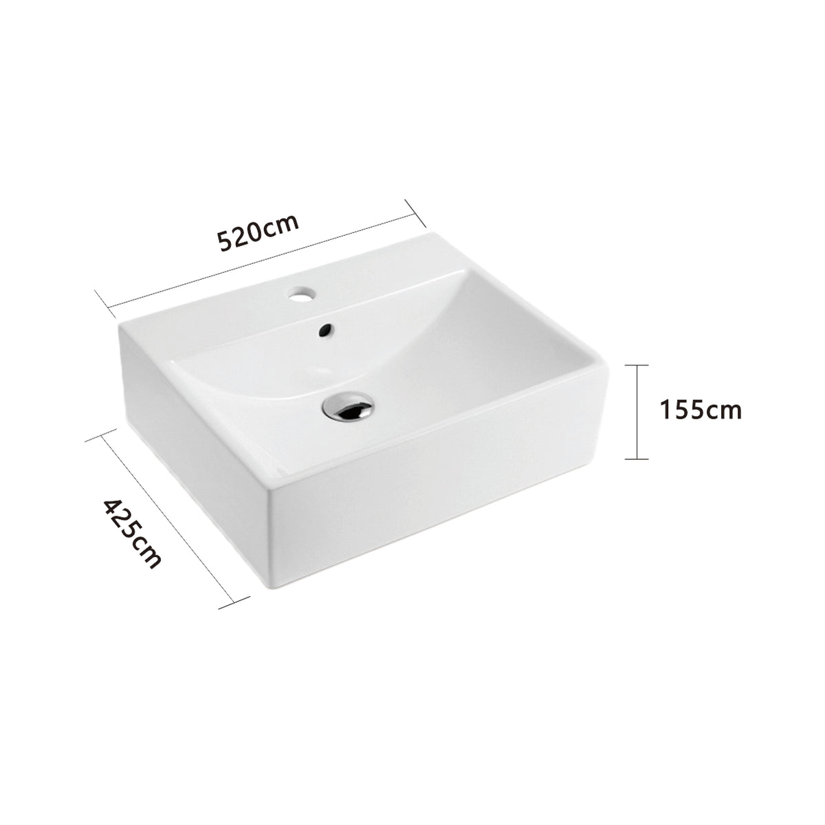 Modern White Square Large Ceramic Bathroom Basin With Tap Insert