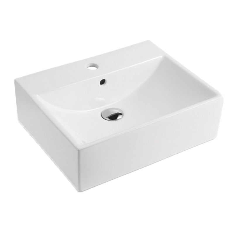 Modern White Square Large Ceramic Bathroom Basin With Tap Insert