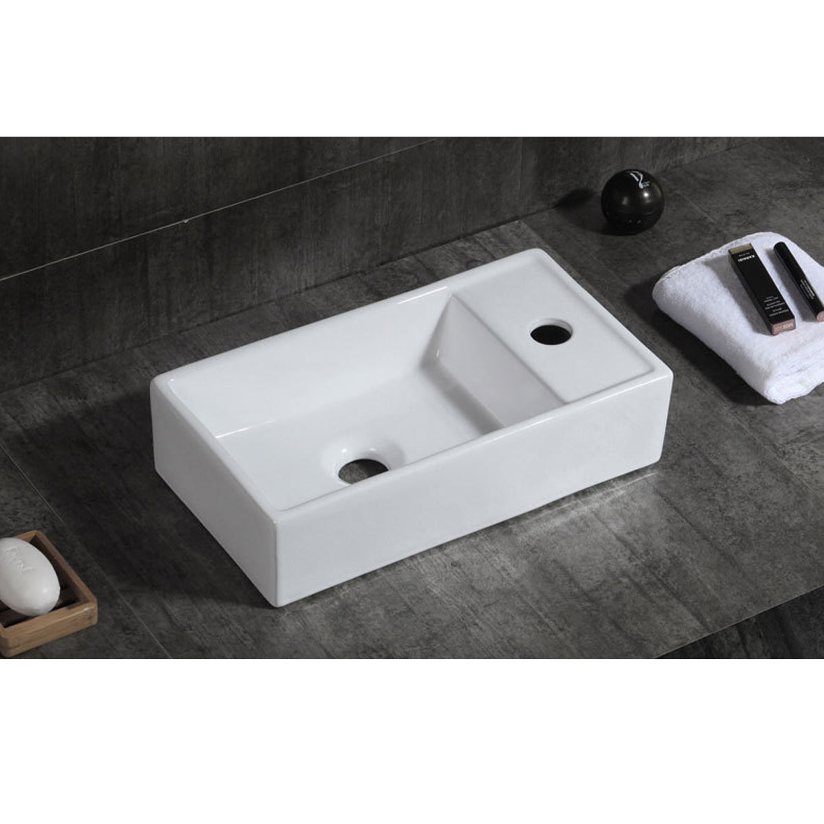 Minimalistic Modern Square Ceramic Bathroom Basin With Tap Insert