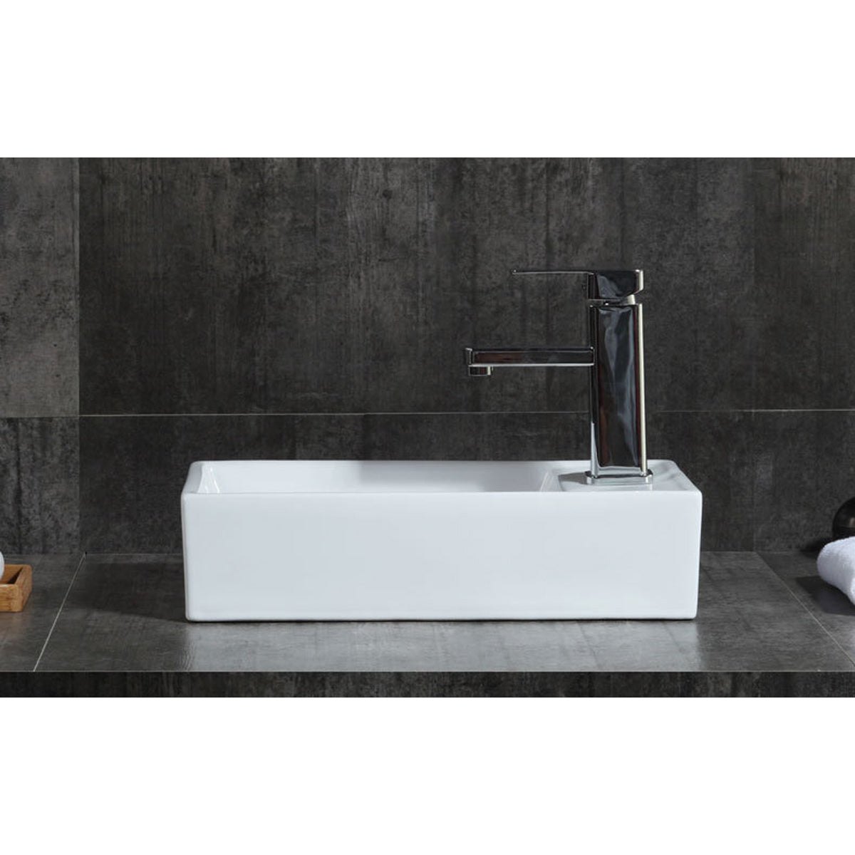 Minimalistic Modern Square Ceramic Bathroom Basin With Tap Insert