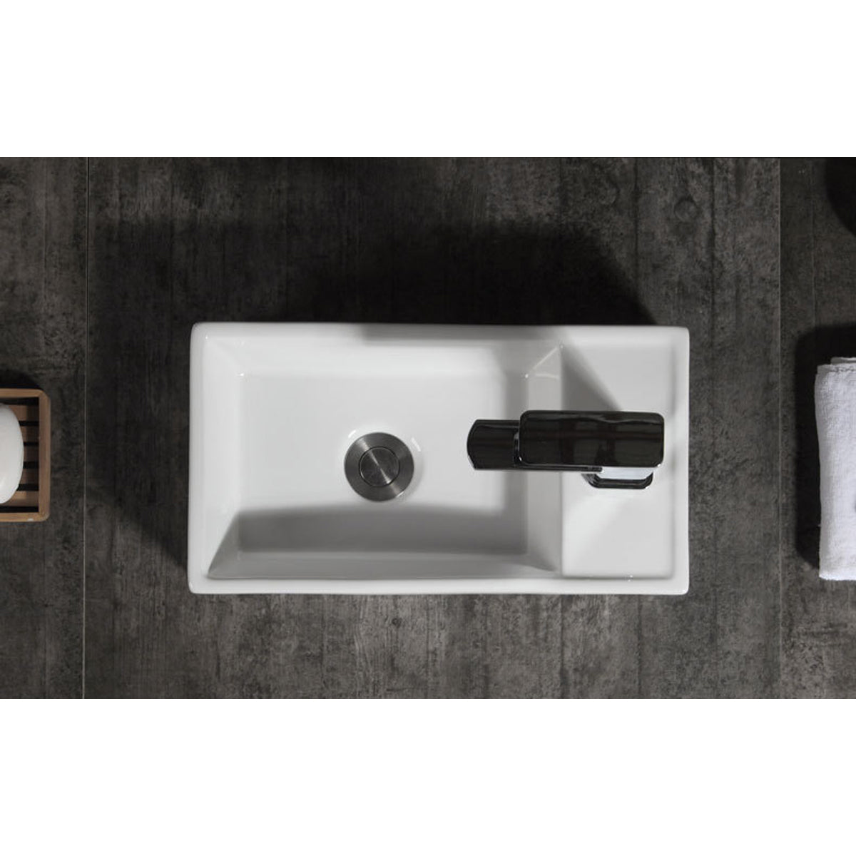 Minimalistic Modern Square Ceramic Bathroom Basin With Tap Insert