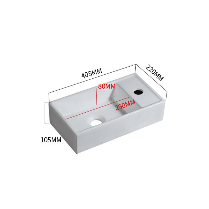 Minimalistic Modern Square Ceramic Bathroom Basin With Tap Insert