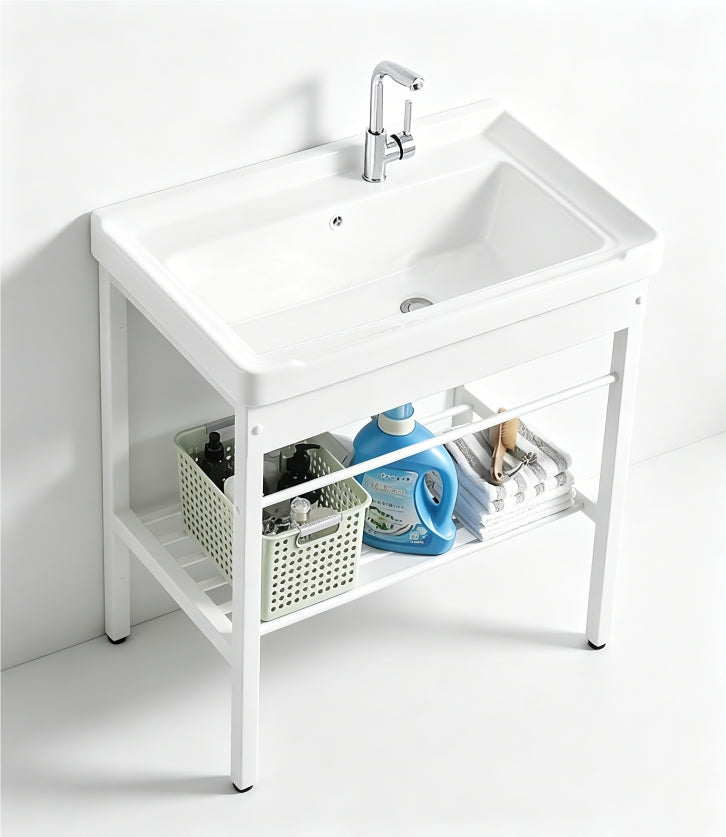 Stainless Steel Bracket Wash Basin set White 80cm