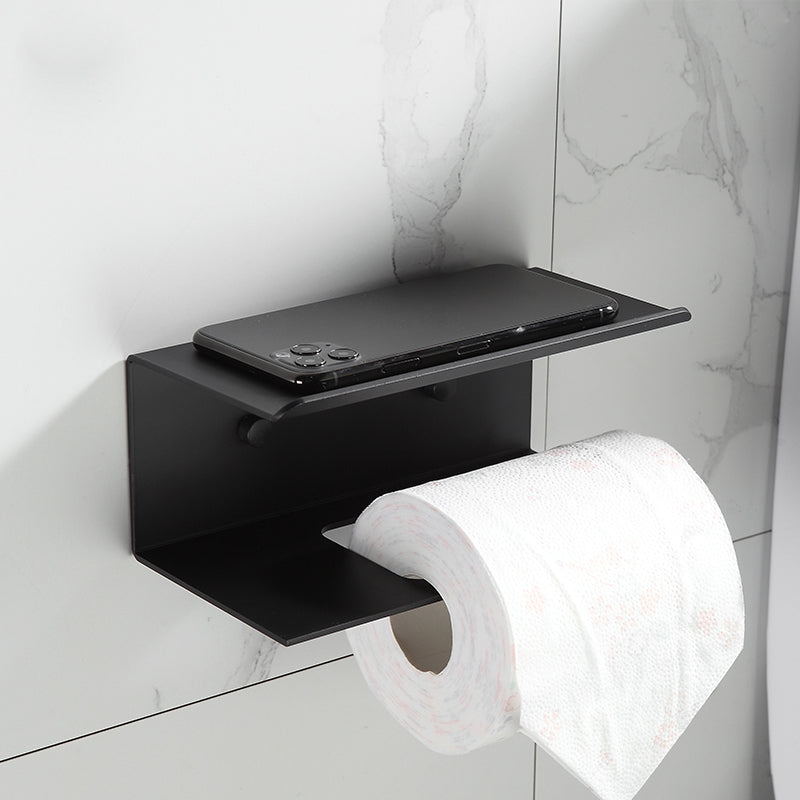 Matte Black Modern Square lines Toilet Paper Holder